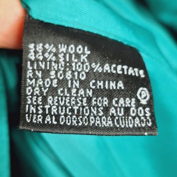 Vintage Albert Nipon Skirt Suit Wool Silk 8 Emerald Green Jackie O Classic 60s - Picture 4 of 16